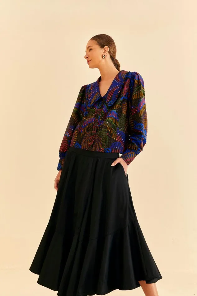 Skirts Women FARM Rio Black Ruffle Maxi Skirt Skirts Women FARM Rio Black Ruffle Maxi Skirt