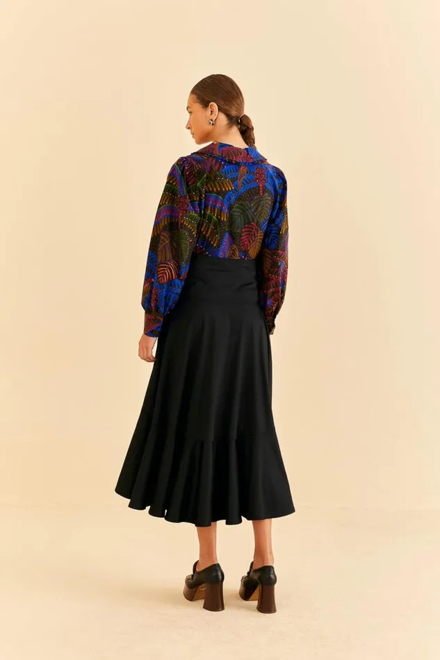 Skirts Women FARM Rio Black Ruffle Maxi Skirt Skirts Women FARM Rio Black Ruffle Maxi Skirt