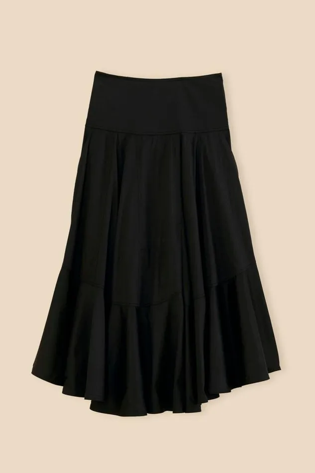 Skirts Women FARM Rio Black Ruffle Maxi Skirt Skirts Women FARM Rio Black Ruffle Maxi Skirt