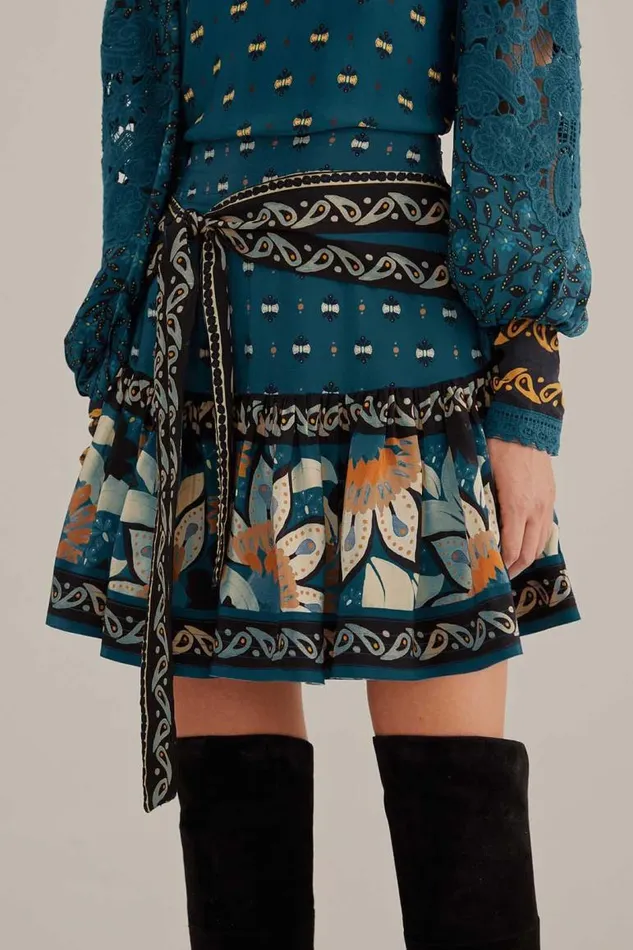 Skirts Women FARM Rio Blue Ainika Chill Mini Skirt Skirts Women FARM Rio Blue Ainika Chill Mini Skirt