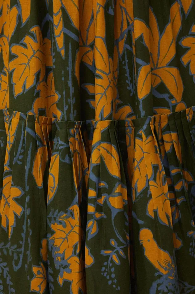 Skirts Women FARM Rio Green Foliage Sketch Lenzing Ecovero Euroflax Midi Skirt