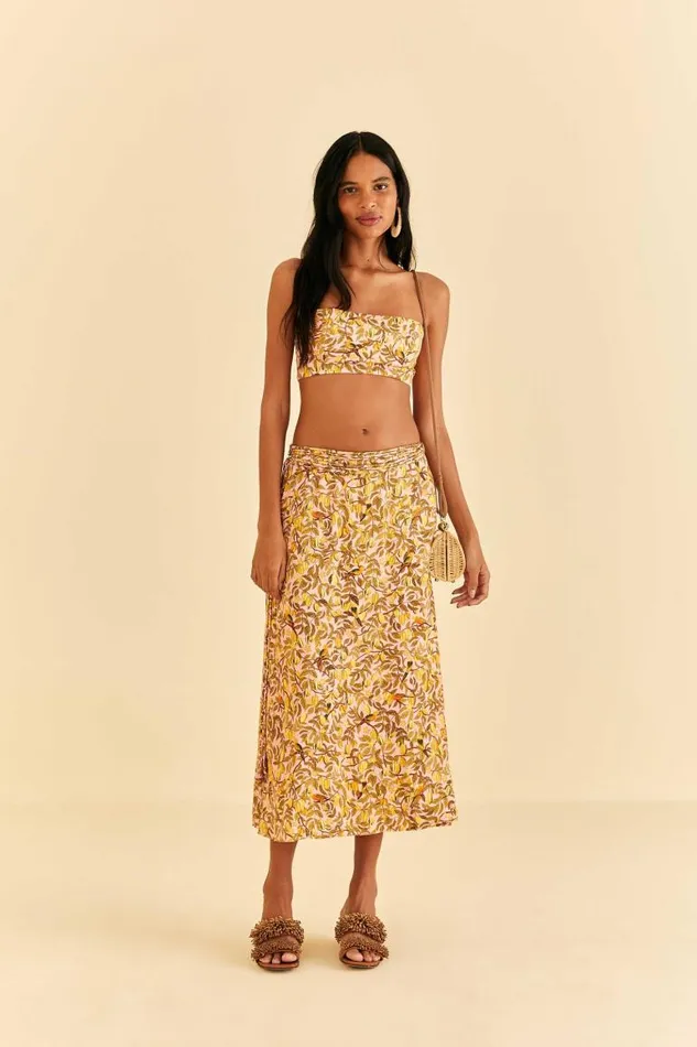 Skirts Women FARM Rio Light Pink Star Fruit Midi Skirt