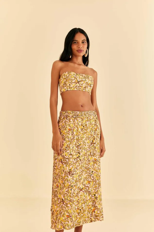 Skirts Women FARM Rio Light Pink Star Fruit Midi Skirt