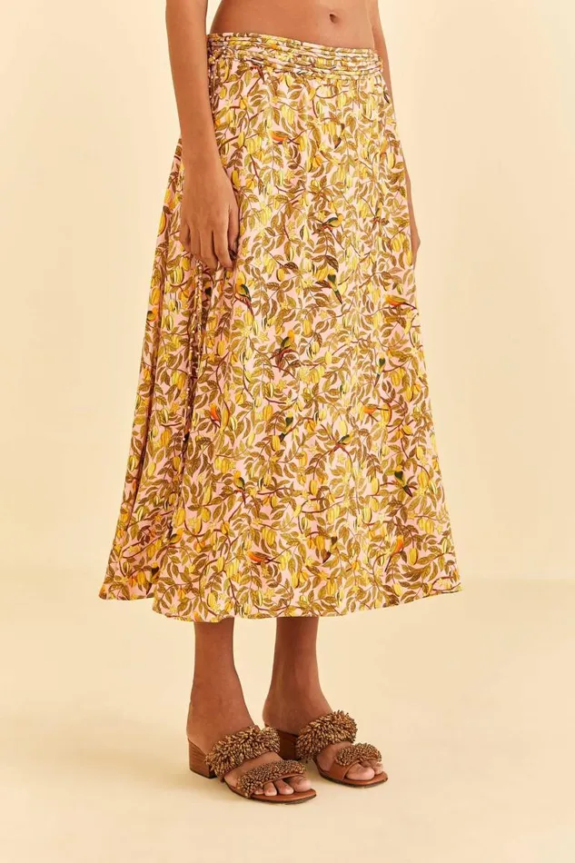 Skirts Women FARM Rio Light Pink Star Fruit Midi Skirt