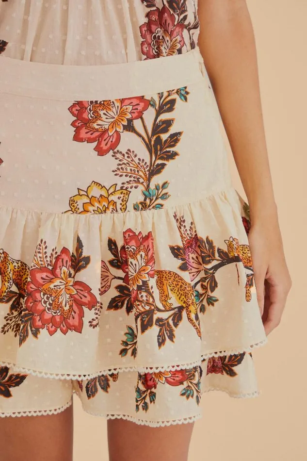 Skirts Women FARM Rio Sand Leopard Flowers Mini Skirt Skirts Women FARM Rio Sand Leopard Flowers Mini Skirt