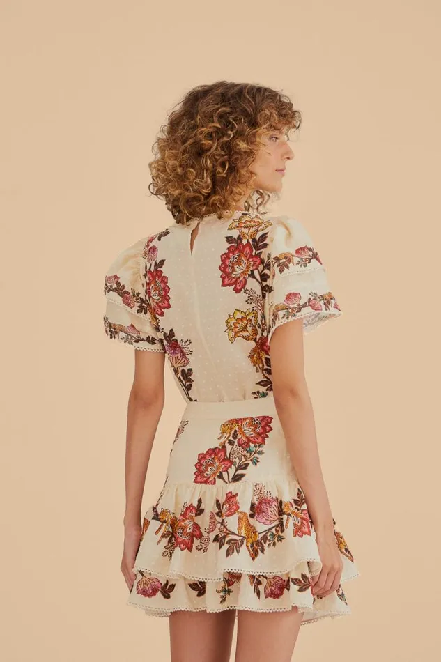 Skirts Women FARM Rio Sand Leopard Flowers Mini Skirt Skirts Women FARM Rio Sand Leopard Flowers Mini Skirt