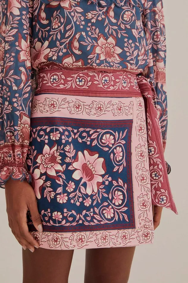 Skirts Women FARM Rio Teal Ainika Charm Overlapped Skirt Skirts Women FARM Rio Teal Ainika Charm Overlapped Skirt
