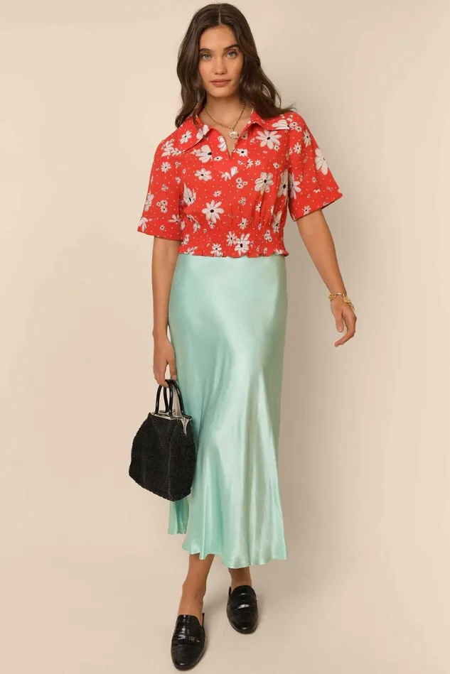 Skirts Women RIXO Kelly Pastel Green Skirts Women RIXO Kelly Pastel Green
