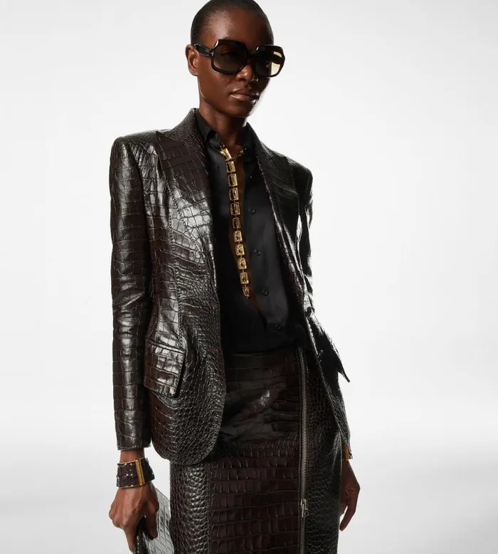 Skirts Women TOM FORD CROC EMBOSSED LEATHER SKIRT Chocolate Ombre039 Skirts Women TOM FORD CROC EMBOSSED LEATHER SKIRT Chocolate Ombre039