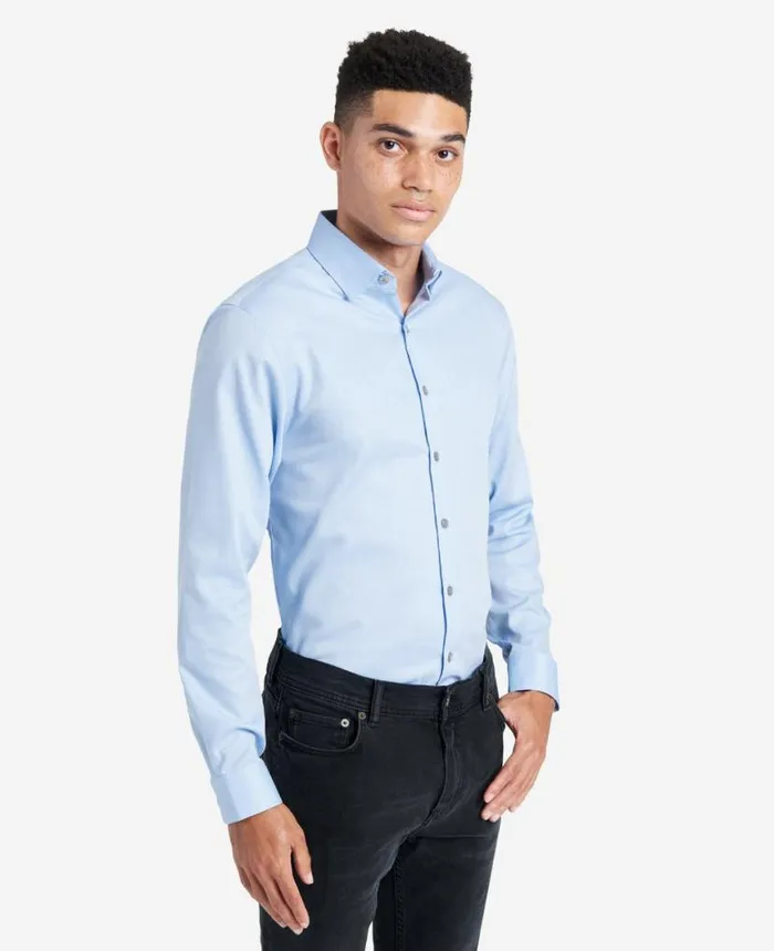 SlimFit ButtonDown Stretch Dress Shirt With TEK FIT Light Blue Men Kenneth Cole Shirts