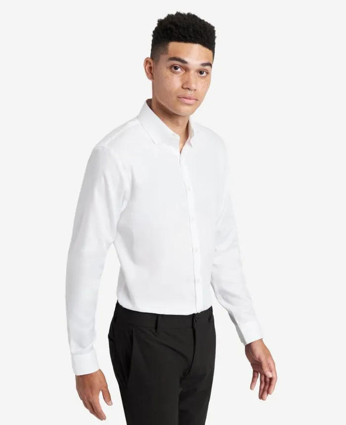 SlimFit ButtonDown Stretch Dress Shirt With TEK FIT White Men Kenneth Cole Shirts