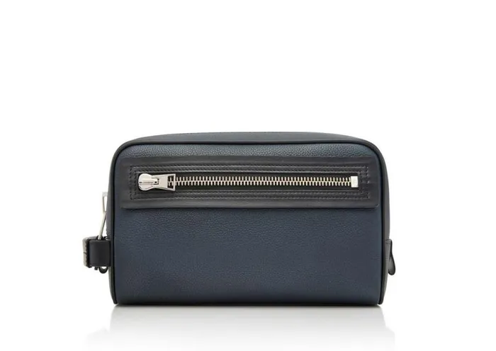 Small Leather Goods Men TOM FORD GRAIN LEATHER TOILETRY BAG Midnight Blue Black