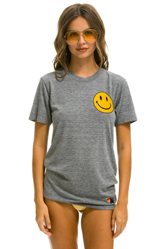 SMILEY 2 CREW TEE 8211 HEATHER GREY Men Aviator Nation Tees
