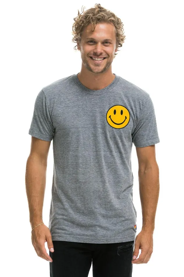 SMILEY 2 CREW TEE 8211 HEATHER GREY Men Aviator Nation Tees