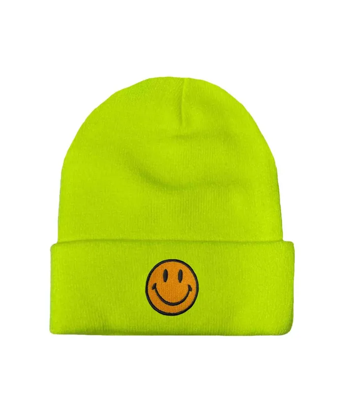 SMILEY 2 FULL RIB BEANIE 8211 NEON YELLOW WomenMen Aviator Nation Beanies
