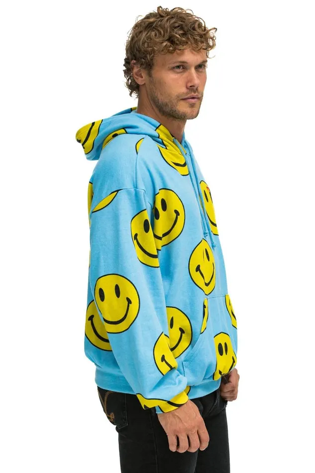 SMILEY REPEAT RELAXED PULLOVER HOODIE 8211 SKY Women Aviator Nation Hoodies