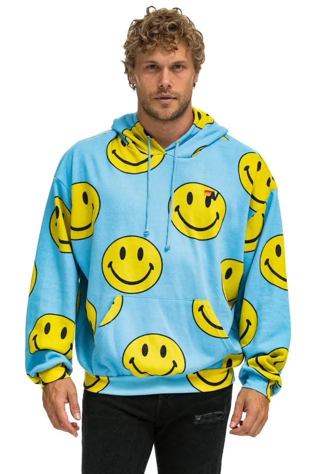 SMILEY REPEAT RELAXED PULLOVER HOODIE 8211 SKY Women Aviator Nation Hoodies