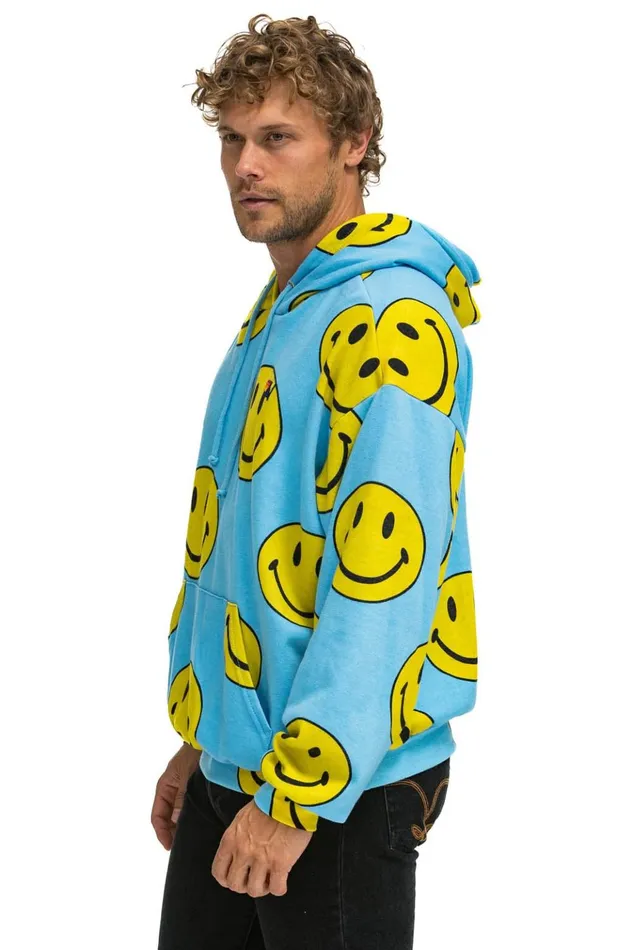 SMILEY REPEAT RELAXED PULLOVER HOODIE 8211 SKY Women Aviator Nation Hoodies