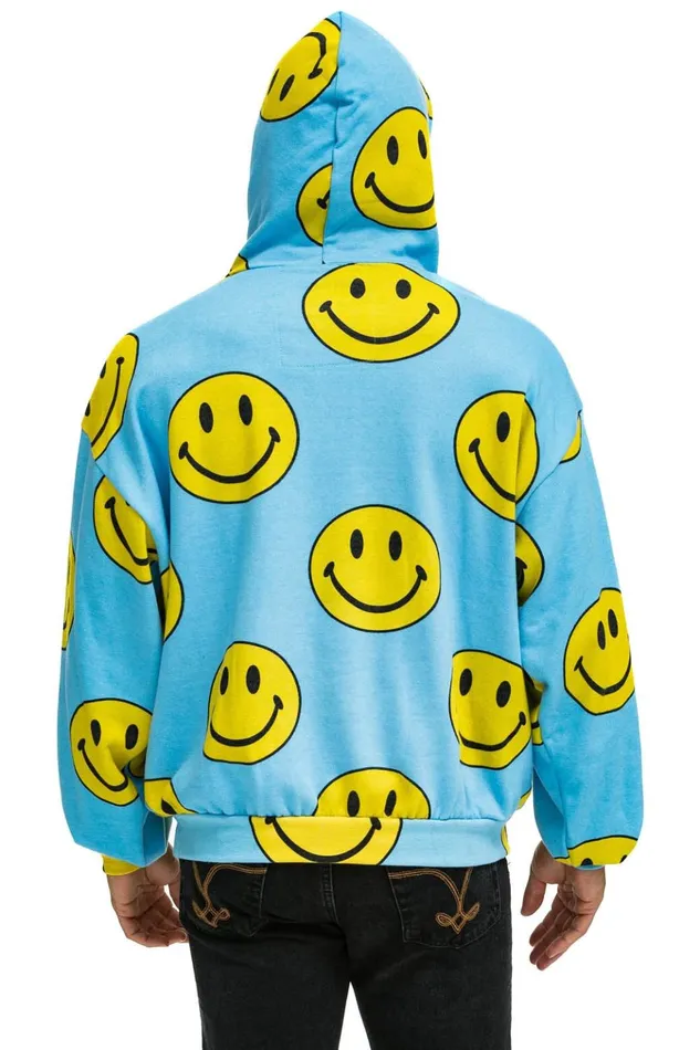 SMILEY REPEAT RELAXED PULLOVER HOODIE 8211 SKY Women Aviator Nation Hoodies