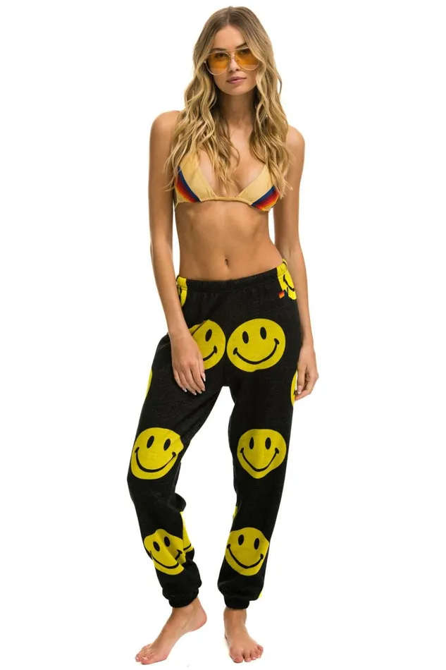 SMILEY REPEAT SWEATPANTS 8211 BLACK Women Aviator Nation Sweatpants