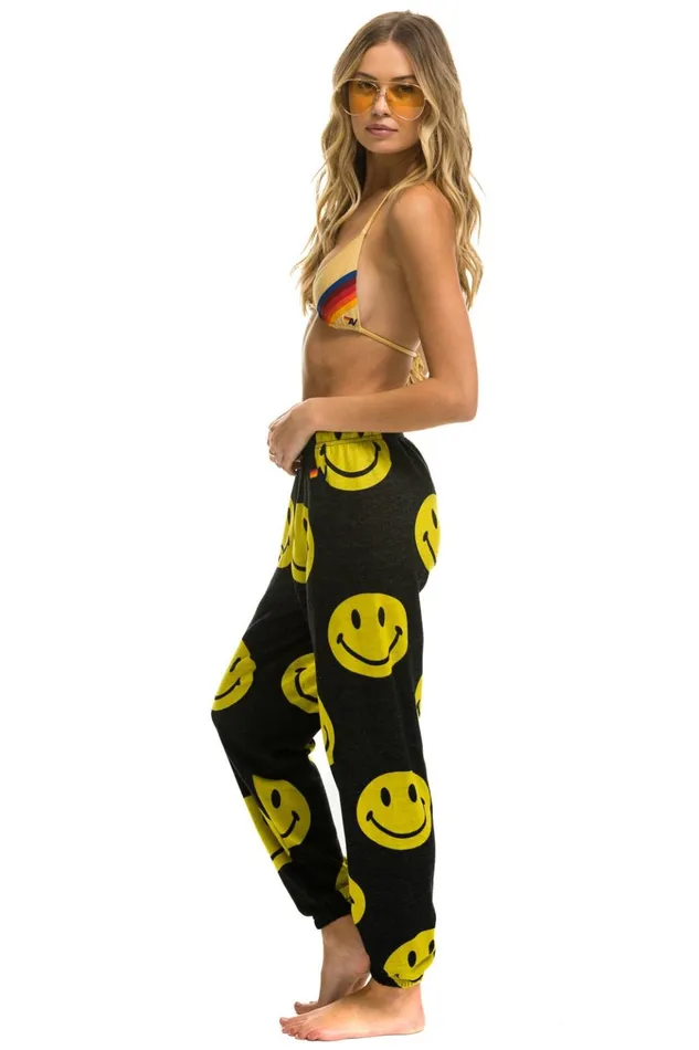 SMILEY REPEAT SWEATPANTS 8211 BLACK Women Aviator Nation Sweatpants