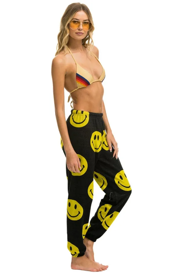 SMILEY REPEAT SWEATPANTS 8211 BLACK Women Aviator Nation Sweatpants