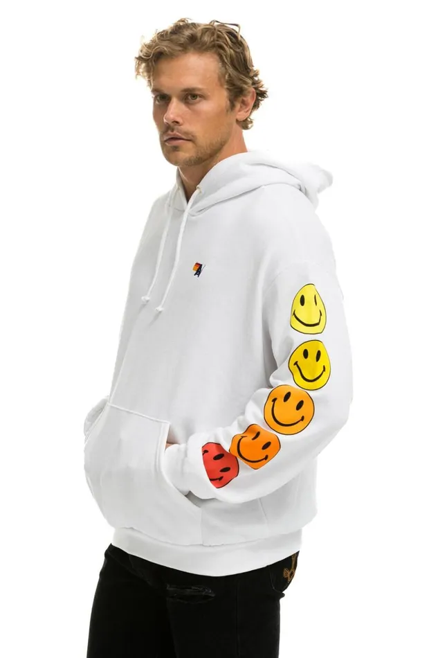 SMILEY SUNSET RELAXED PULLOVER HOODIE 8211 WHITE Women Aviator Nation Hoodies