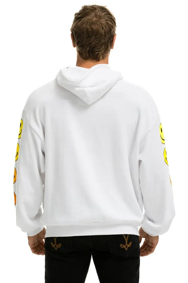 SMILEY SUNSET RELAXED PULLOVER HOODIE 8211 WHITE Women Aviator Nation Hoodies
