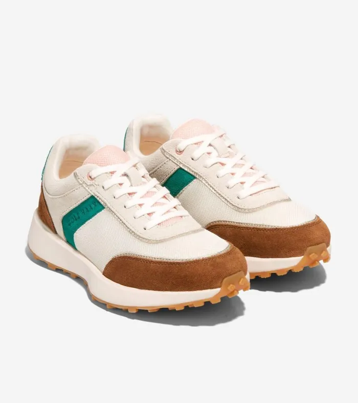 Sneakers Women Cole Haan GrandPr Wellesley Sneaker Ivorynylongolden Toffee Suedeadventurine Suede