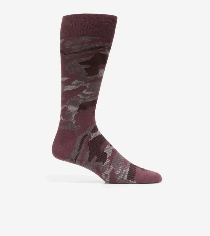 Socks Men Cole Haan Modern Camo Crew Socks Burgundy