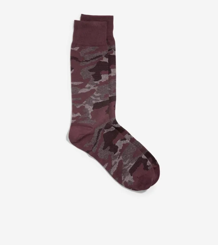 Socks Men Cole Haan Modern Camo Crew Socks Burgundy