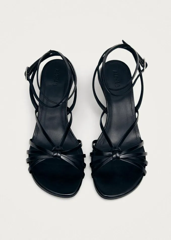 Soleia Black Leather Sandals Women ALOHAS Sandals