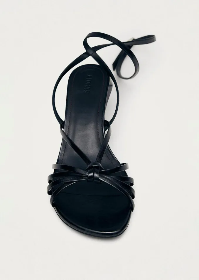 Soleia Black Leather Sandals Women ALOHAS Sandals