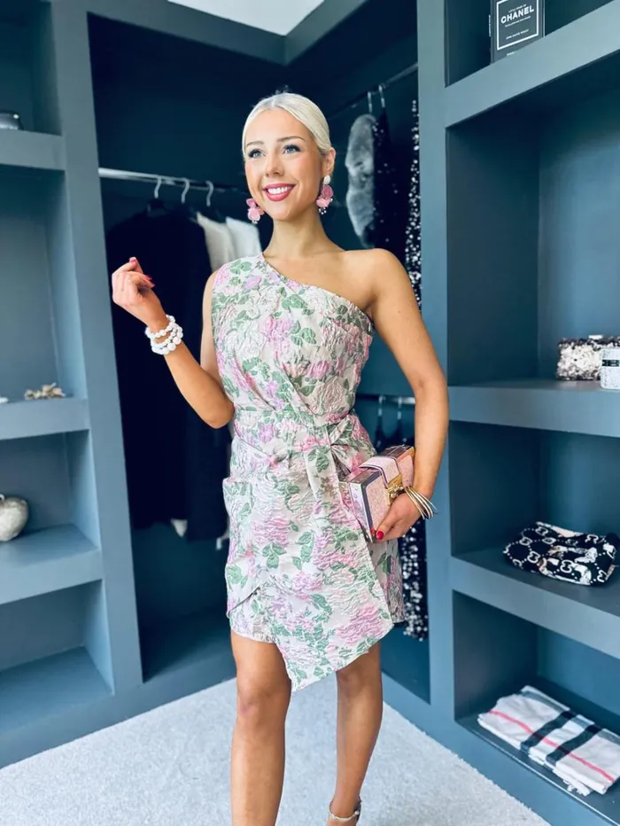 Sophia Occasion Mini Dress Floral Pink Womens Canella Lane Evening Dress