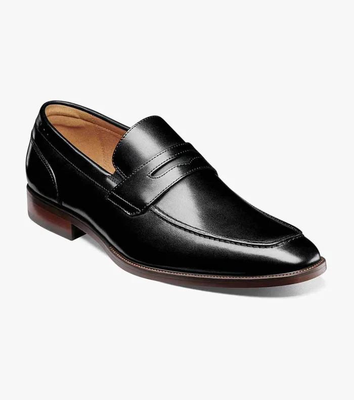 Sorrento Moc Toe Penny Loafer Black Men Florsheim Loafers and Slip Ons