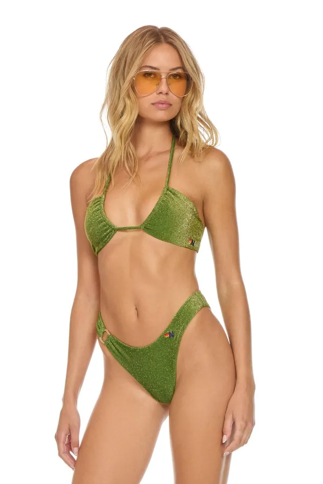 SPARKLE GYPSY RING HICUT FULL COVERAGE BIKINI BOTTOMS 8211 ARMY Women Aviator Nation Swim Bottoms