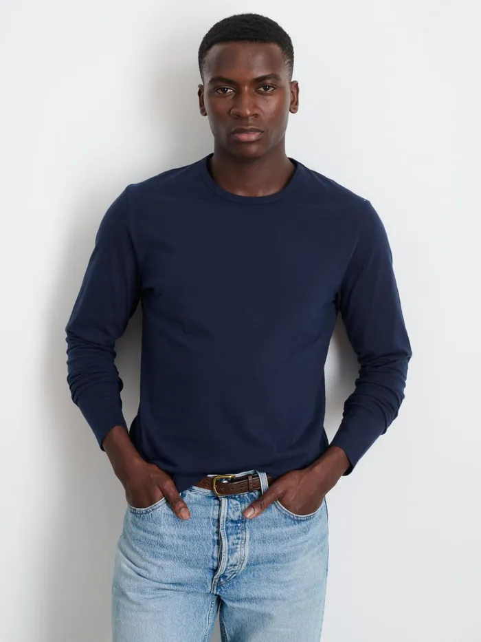 Standard LongSleeve TShirt In Slub Cotton Navy Men Alex Mill Tees Polos