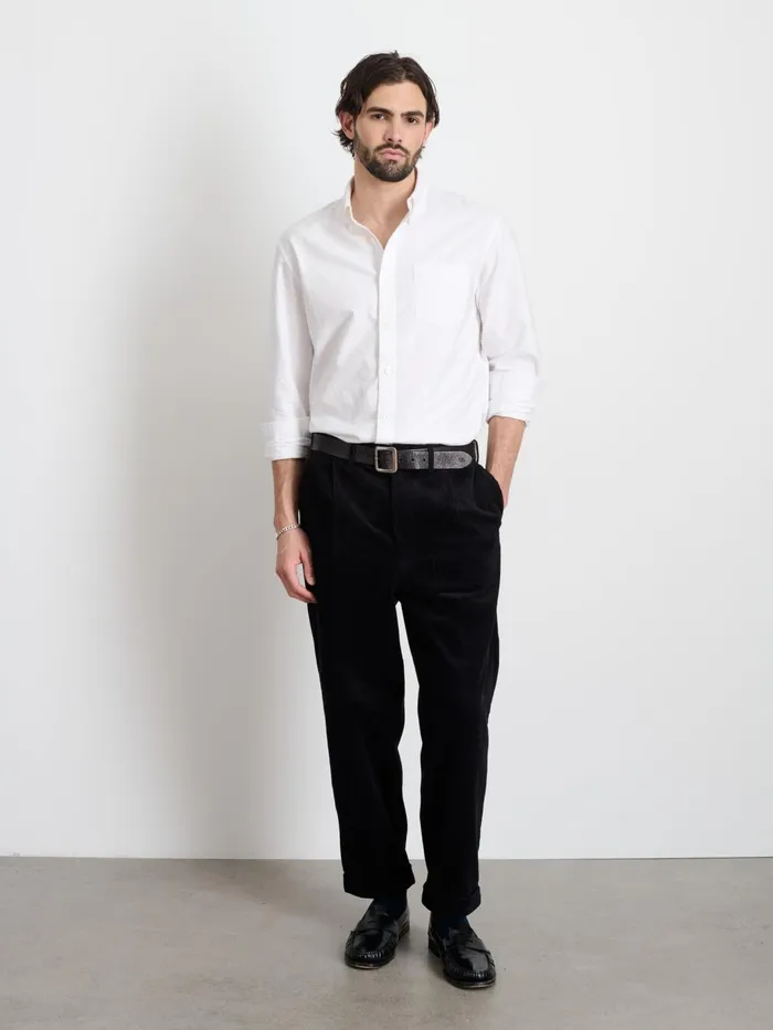 Standard Pleated Pant In Corduroy Black Men Alex Mill Pants