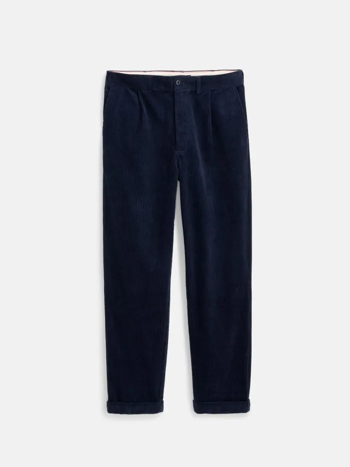 Standard Pleated Pant In Corduroy Long Inseam Dark Navy Men Alex Mill Suiting Blazers