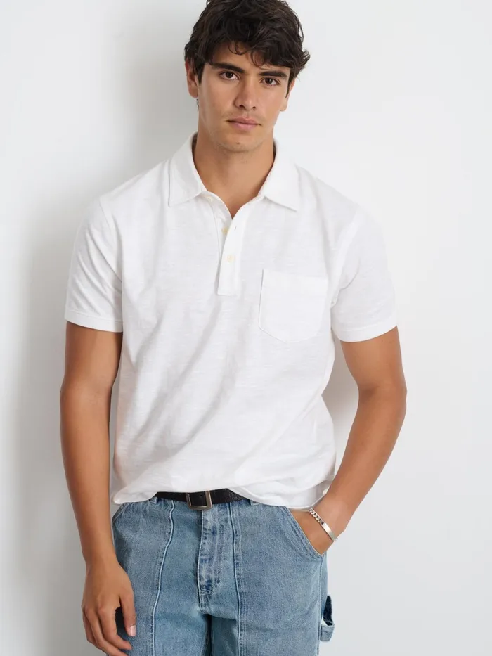 Standard Slub Cotton Polo White Men Alex Mill Tees Polos