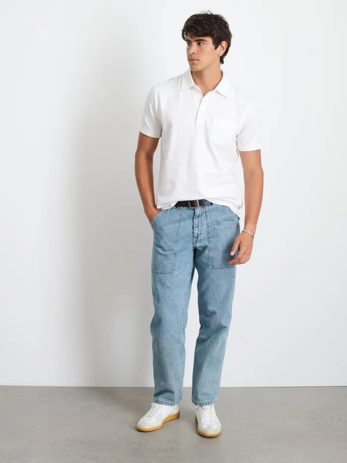 Standard Slub Cotton Polo White Men Alex Mill Tees Polos