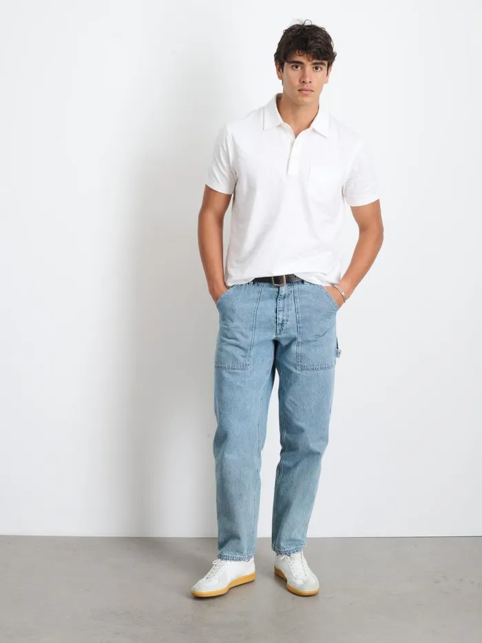 Standard Slub Cotton Polo White Men Alex Mill Tees Polos