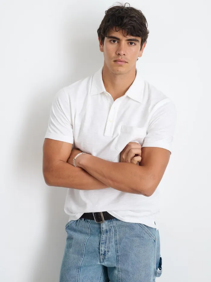 Standard Slub Cotton Polo White Men Alex Mill Tees Polos