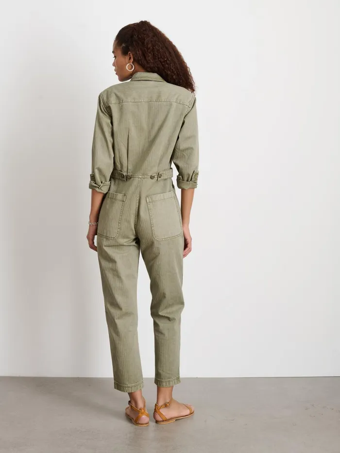 Standard Zip Jumpsuit In Herringbone Vintage Olive Women Alex Mill Jumpsuits