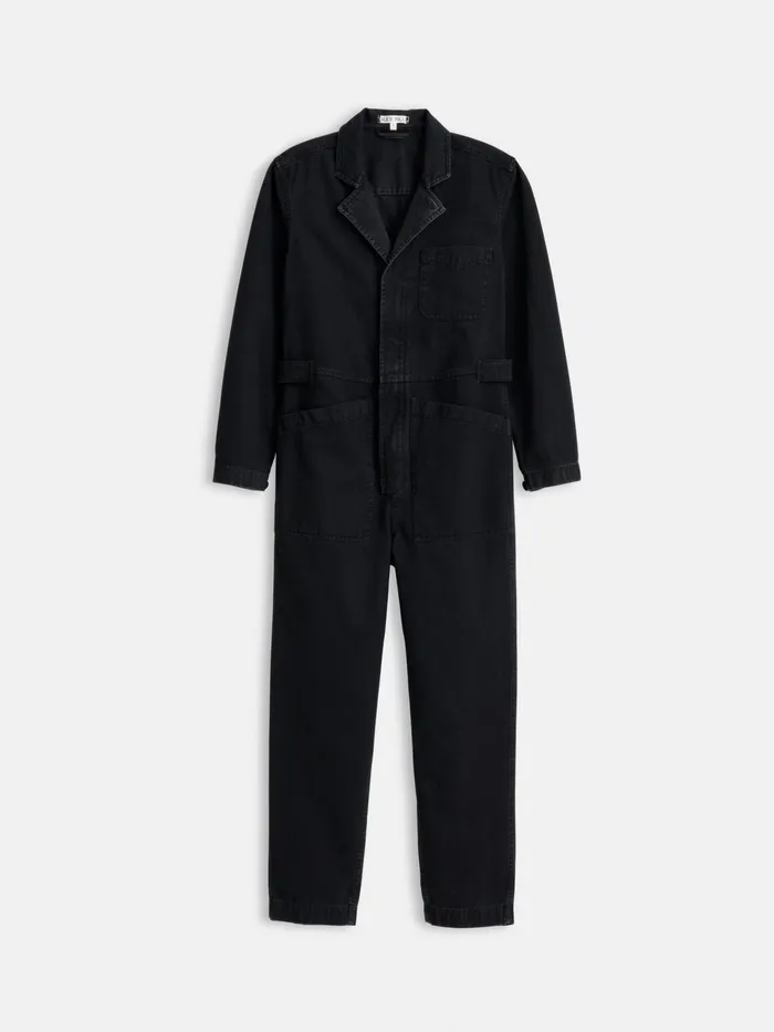Standard Zip Jumpsuit In Herringbone Washed Black Women Alex Mill Jumpsuits