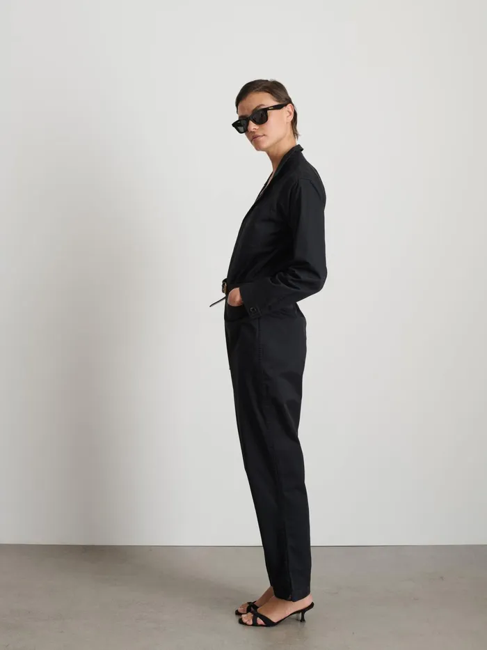 Standard Zip Jumpsuit In Herringbone Washed Black Women Alex Mill Jumpsuits