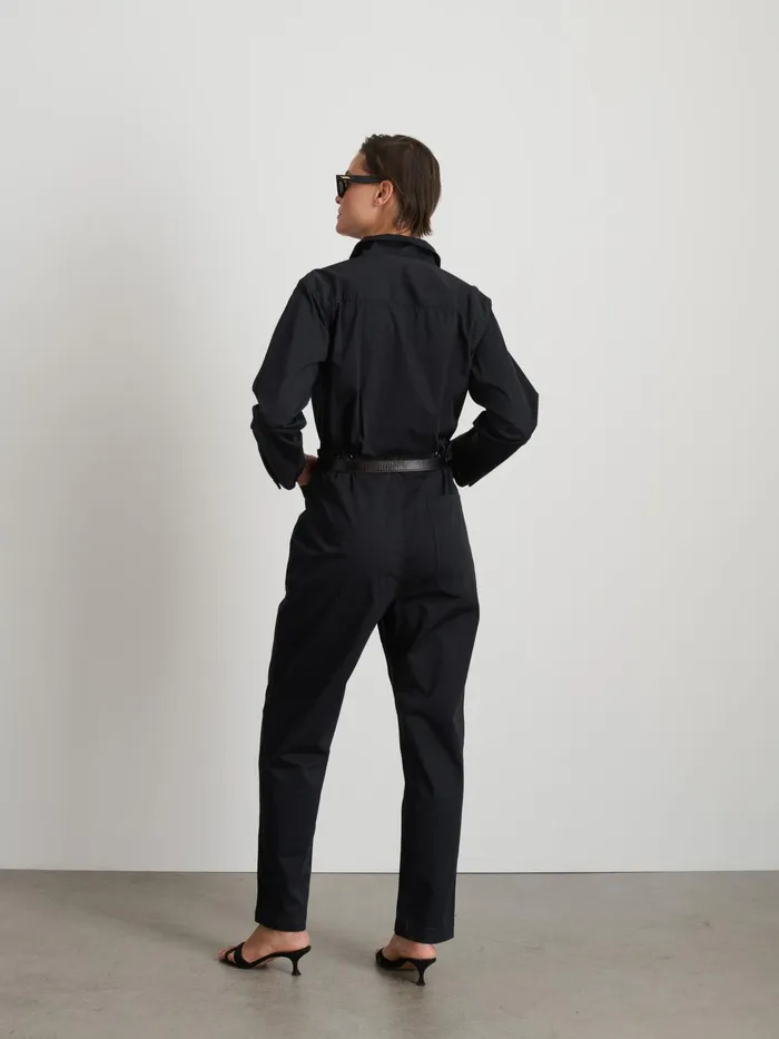 Standard Zip Jumpsuit In Herringbone Washed Black Women Alex Mill Jumpsuits