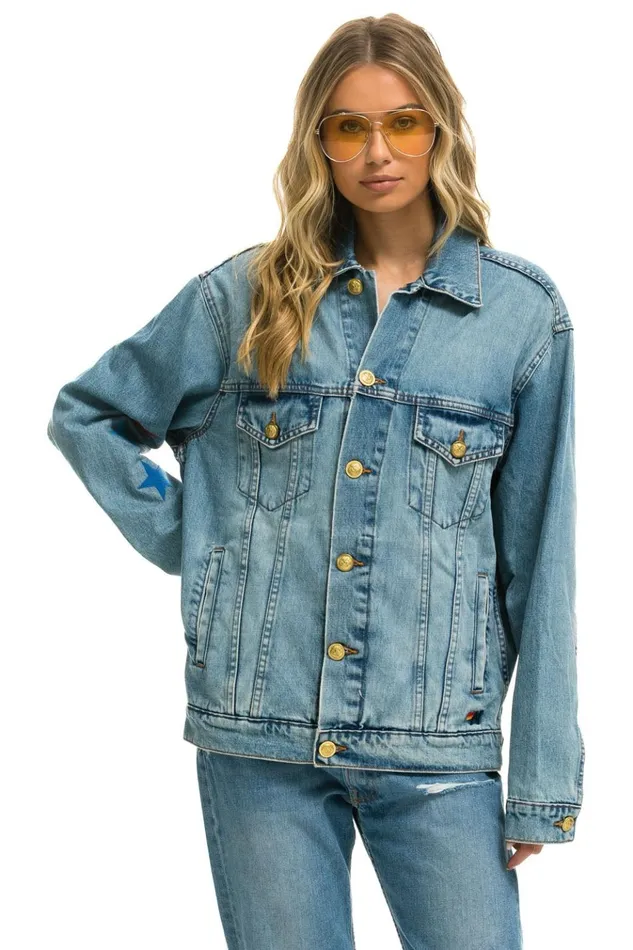 STOKED OVERSIZED CONCERT DENIM JACKET 8211 VINTAGE WomenMen Aviator Nation Denim Jackets