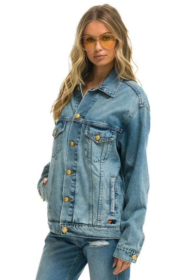 STOKED OVERSIZED CONCERT DENIM JACKET 8211 VINTAGE WomenMen Aviator Nation Denim Jackets