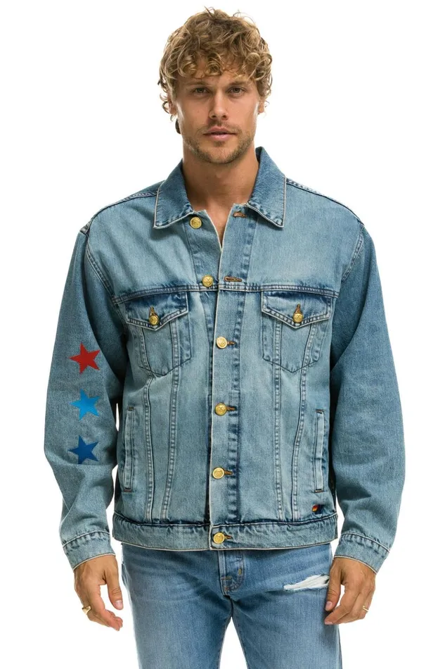 STOKED OVERSIZED CONCERT DENIM JACKET 8211 VINTAGE WomenMen Aviator Nation Denim Jackets